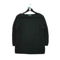 Second life - Damski czarny sweter lniany - Stan bardzo dobry. Czarne swetry Ralph Lauren, bez wzorów, ze lnu, bez ramiączek. Za 106.46 zł.