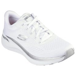 Buty do chodzenia damskie Skechers Bkrg Arch Fit. Białe buty do biegania Skechers, bez wzorów, z materiału, bez zapięcia, do biegania, skechers sport. Za 429.99 zł.