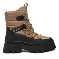 Botki Lee Cooper. Brązowe botki Lee Cooper, bez wzorów, bez obcasa, na płaskiej podeszwie, bez zapięcia. Za 299.99 zł.