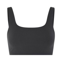 Damski Biustonosz Tommy Ribbed Cropped Bra. Czarne biustonosze sportowe GIRLFRIEND COLLECTIVE, bez wzorów. Za 282.99 zł.