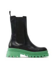Badura Sztyblety INES-02-1 Czarny. Czarne botki Badura, bez wzorów, ze skóry, bez obcasa, na słupku, bez zapięcia. Za 229.99 zł.