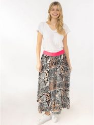 Zwillingsherz Spódnica "Wild Animal" w kolorze beżowo-jasnobrązowym rozmiar: S/M. Brązowe spódnice Zwillingsherz, na co dzień, m, bez wzorów, z wiskozy, maxi, proste. Za 104.99 zł.