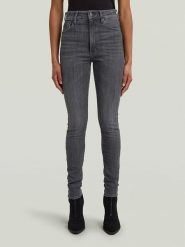 G-Star Dżinsy - Skinny fit - w kolorze antracytowym rozmiar: W27/L30. Czarne jeansy G-Star, l, z aplikacjami, ze skóry, klasyczne, z podwyższonym stanem. Za 355.78 zł.