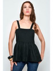 Tarifa Top w kolorze czarnym rozmiar: L. Czarne topy Tarifa, l, bez wzorów, z wiskozy, bez kołnierzyka, bez ramiączek. Za 66.00 zł.