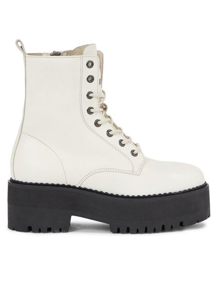 Tommy Jeans Botki Tjw Boot Zip Up EN0EN02305 Biały. Białe botki Tommy Jeans, bez wzorów, z jeansu, bez obcasa, na słupku, bez zapięcia. Za 449.99 zł.