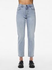Pieces Dżinsy "Bella" - Tapered fit - w kolorze niebieskim rozmiar: W25/L30. Niebieskie jeansy Pieces, l, z aplikacjami, ze skóry, klasyczne, z podwyższonym stanem. Za 110.04 zł.