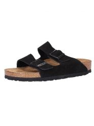 Birkenstock Skórzane klapki "Arizona" w kolorze czarnym rozmiar: 45. Czarne klapki Birkenstock, bez wzorów, ze skóry, klasyczne, z otwartym noskiem, bez obcasa, bez zapięcia. Za 339.95 zł.