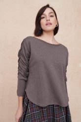 Sweter Damski Ivette BS Czekolada Melanż. Swetry blue shadow, uniwersalny, bez wzorów, z bawełny, bez ramiączek. Za 229.90 zł.