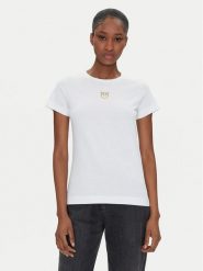 PINKO T-Shirt Bussolotto 100355 A2OD Biały Regular Fit. Białe t-shirty Pinko, s, bez wzorów, z bawełny, bez kołnierzyka, bez ramiączek. Za 299.99 zł.