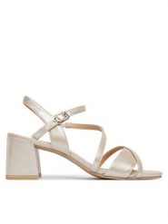 Caprice Sandały 9-28302-46 Beżowy. Brązowe sandały Caprice, bez wzorów, ze skóry, bez obcasa, na słupku, bez zapięcia. Za 247.99 zł.