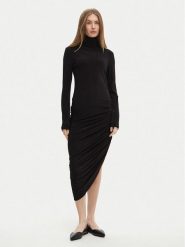NORMA KAMALI Sukienka codzienna KK3243PLF35001 Czarny Slim Fit. Czarne sukienki Norma Kamali, na co dzień, l, bez wzorów, z syntetyku, bez kołnierzyka, bez ramiączek, proste. Za 539.99 zł.