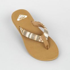 Japonki damskie Roxy Porto Raffia. Brązowe japonki Roxy, bez wzorów, z bawełny, sportowe. Za 139.99 zł.