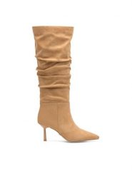 Nine West Kozaki HUSNIYA ZL22046-2CC Beżowy. Brązowe kozaki Nine West, bez wzorów, ze skóry, bez obcasa, na szpilce, bez zapięcia. Za 329.99 zł.