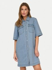 ONLY Sukienka jeansowa Belle 15324384 Niebieski Regular Fit. Niebieskie sukienki ONLY, xs, bez wzorów, z bawełny, bez kołnierzyka, bez ramiączek. Za 139.99 zł.