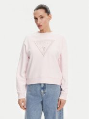 Guess Bluza W5GQ12 KBKM0 Różowy Regular Fit. Czerwone bluzy Guess, xxl, z aplikacjami, z bawełny, bez kaptura. Za 259.99 zł.