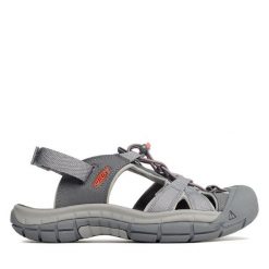 Sandały Keen. Szare sandały Keen, bez wzorów, sportowe, bez obcasa, bez zapięcia. Za 379.99 zł.