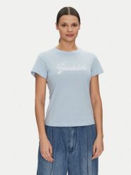 Guess T-Shirt V5GI02 K9RM1 Błękitny Slim Fit. Niebieskie t-shirty Guess, xl, z aplikacjami, z bawełny, bez kołnierzyka, bez ramiączek. Za 109.99 zł.