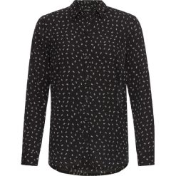Bluzka z krepy bonprix czarno-biel wełny w kwiaty. Czarne bluzki bonprix, bez wzorów, z wełny, eleganckie, bez kołnierzyka, bez ramiączek. Za 37.99 zł.
