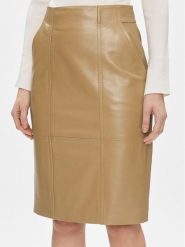 Boss Spódnica skórzana Seleni 50505502 Beżowy Slim Fit. Brązowe spódnice Boss, bez wzorów, ze skóry. Za 2,019.00 zł.