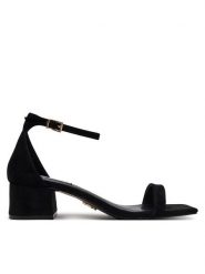 Steve Madden Sandały Gena SM11003579 Czarny. Czarne sandały Steve Madden, bez wzorów, ze skóry, bez obcasa, na słupku, bez zapięcia. Za 359.99 zł.