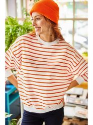 Olalook Bluza w kolorze biało-pomarańczowym rozmiar: L. Pomarańczowe bluzy Olalook, l, bez wzorów, bez ramiączek, bez kaptura. Za 61.60 zł.