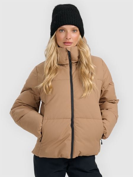 4F Kurtka narciarska membrana 5000 damska - brązowa XS. Brązowe kurtki narciarskie 4f, na zimę, xs, bez wzorów, bez kaptura, narciarskie. Za 499.99 zł.