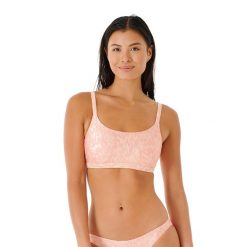 Góra od stroju kąpielowego Rip Curl Classic Surf D-Dd Crop 281. Brązowe bikini Rip Curl, bez wzorów, sportowe. Za 89.99 zł.