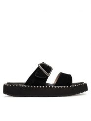 EMU Australia Klapki Scarlet W13267 Czarny. Czarne klapki Emu Australia, bez wzorów, ze skóry, bez obcasa, bez zapięcia. Za 428.99 zł.