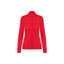 Damski kardigan zapinany na zamek Kariban. Czerwone swetry KARIBAN, bez wzorów, eleganckie, bez ramiączek. W wyprzedaży za 154.00 zł.