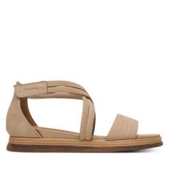 Sandały Tamaris. Brązowe sandały Tamaris, bez wzorów, bez obcasa, na płaskiej podeszwie, bez zapięcia. Za 379.99 zł.