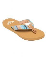 Klapki plażowe PORTO Niebieski Kobiety. Brązowe klapki Roxy, bez wzorów, z jersey, bez obcasa, bez zapięcia. Za 99.99 zł.