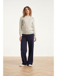 Smashed Lemon Spodnie w kolorze granatowym rozmiar: L. Niebieskie spodnie materiałowe Smashed Lemon, bez wzorów, z materiału, z podwyższonym stanem. Za 126.99 zł.