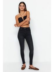 Trendyol Dżinsy - Skinny fit - w kolorze czarnym rozmiar: 40. Czarne jeansy Trendyol, bez wzorów, klasyczne, z podwyższonym stanem. Za 114.45 zł.