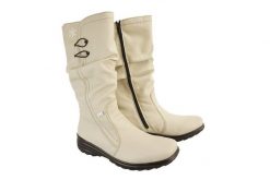 RIEKER TEX Z7072-60 beige, kozaki damskie. Brązowe kozaki Rieker, na zimę, bez wzorów, z wełny, bez obcasa, na koturnie, bez zapięcia. Za 277.43 zł.