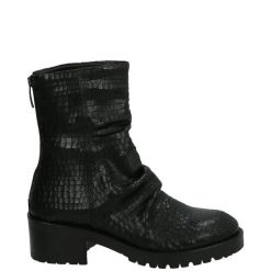 BOTKI Z WYTŁACZANEJ SKÓRY B200 COCCO NERO. Botki Venezia, bez wzorów, ze skóry, bez obcasa, bez zapięcia. Za 229.00 zł.
