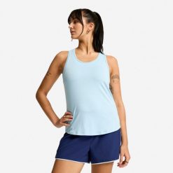 Koszulka fitness damska Domyos bez rękawów. Szare t-shirty sportowe DOMYOS, l, bez wzorów, z dzianiny, bez ramiączek, na fitness i siłownię. Za 19.99 zł.