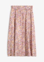 Spódnica midi z mieszanki wiskozy. Białe spódnice bonprix, bez wzorów, z wiskozy, midi. Za 69.99 zł.
