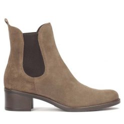 Botki Kazar. Brązowe botki Kazar, bez wzorów, bez obcasa, na słupku, bez zapięcia. Za 389.00 zł.