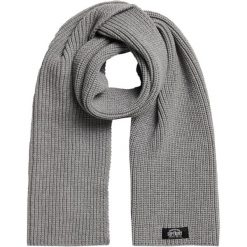 Szalik zimowy damski Superdry Classic Knitted. Szare szaliki i kominy Superdry, na zimę, bez wzorów, z poliesteru. Za 111.55 zł.