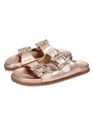 MELVIN & HAMILTON Skórzane klapki "Eve 1" w kolorze różowozłotym rozmiar: 36. Różowe klapki Melvin & Hamilton, bez wzorów, klasyczne, z otwartym noskiem, bez obcasa, bez zapięcia. Za 304.99 zł.