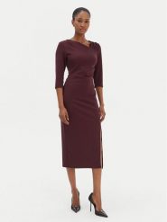 Rinascimento Sukienka koktajlowa CFC0126635003 Bordowy Slim Fit. Czerwone sukienki Rinascimento, s, bez wzorów, z syntetyku, wizytowe, bez kołnierzyka, bez ramiączek. Za 549.99 zł.