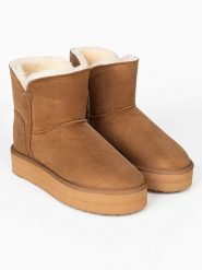 Blackfield Botki zimowe "Bellevue" w kolorze jasnobrązowym rozmiar: 37. Brązowe botki Blackfield, bez wzorów, z materiału, z okrągłym noskiem, bez obcasa, na platformie, bez zapięcia. Za 134.85 zł.