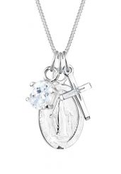 Elli Damski Krzyż z wizerunkiem maryjnym z kryształem cyrkonii w srebrze próby 925 Sterling Silver Naszyjniki 1 ct. Szare naszyjniki Elli, z materiału, z cyrkonią, srebrne. Za 248.99 zł.