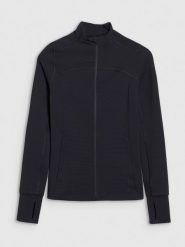 4F Bluza treningowa slim szybkoschnąca damska - czarna S. Czarne bluzy 4f, s, bez wzorów, bez kaptura. Za 199.99 zł.