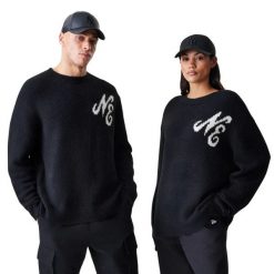 Sweter z dzianiny New Era. Czarne swetry New Era, na zimę, s, bez wzorów, z dzianiny, bez ramiączek. Za 342.50 zł.