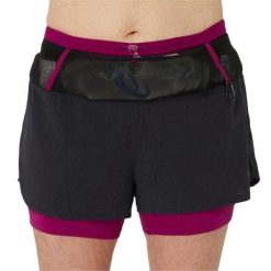 Shorty Damskie 2 W 1 Fujitrail. Czarne szorty ASICS, bez wzorów, sportowe. Za 443.99 zł.