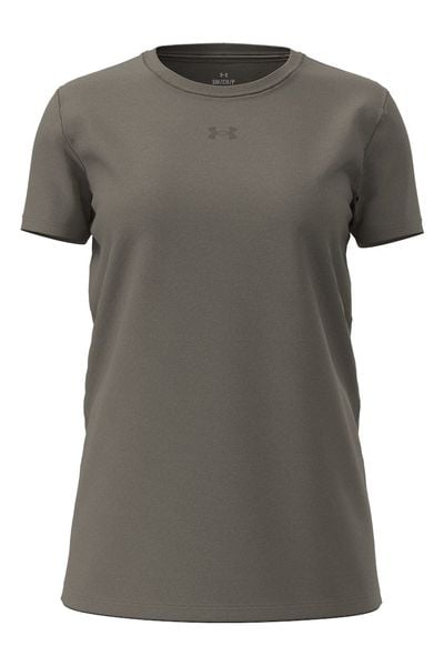 Under Armour W SIMPLE BRANDED SS Koszulka damska. Szare t-shirty sportowe Under Armour, l, bez wzorów, z bawełny, bez ramiączek. Za 62.99 zł.