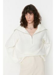 Trendyol Sweter w kolorze kremowym rozmiar: S. Brązowe swetry Trendyol, s, bez wzorów, bez ramiączek. Za 86.99 zł.