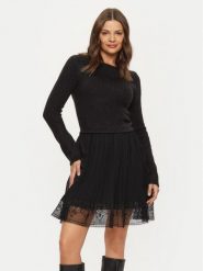 Morgan Sukienka dzianinowa 242-RMLACE Czarny Regular Fit. Czarne sukienki Morgan, xl, bez wzorów, z dzianiny, bez kołnierzyka, bez ramiączek. Za 249.99 zł.