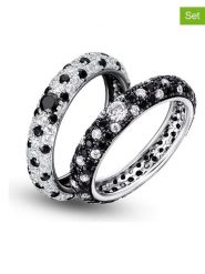 DI GIORGIO Srebrne pierścionki (2 szt.) z cyrkoniami rozmiar: 50. Czarne pierścionki DI GIORGIO, z cyrkonią, srebrne. Za 279.11 zł.